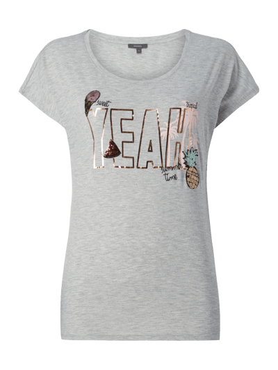 Montego T-Shirt mit Message-Print und Patches Silber Melange 1
