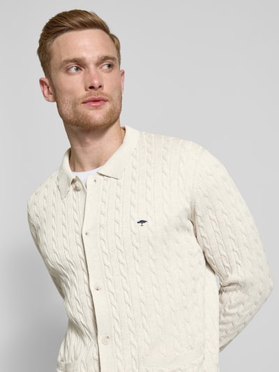 Fynch-Hatton Cardigan mit Zopfmuster Offwhite 3