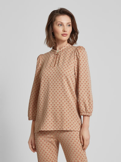 Be Pure Dutch Blouseshirt van viscosemix met all-over motief Beige - 4