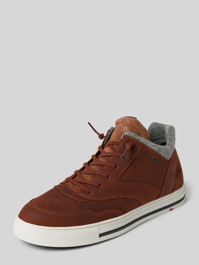 Lloyd Leren sneakers met labelprint, model 'ELLISON' Cognac - 1