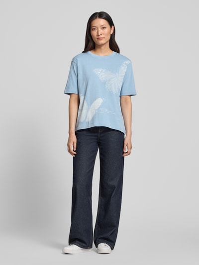 Jake*s Casual Relaxed Fit T-Shirt mit Motiv-Print Bleu 1