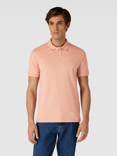 BOSS Orange Slim fit poloshirt met labelpatch, model 'Passenger' Lichtrood - 4