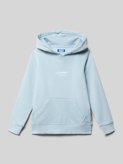 Produktfoto, lichtblauwe Hoodie met Labelprint Model 'SOHO' van JACK & JONES voor kinderen, katoenmix, regular fit