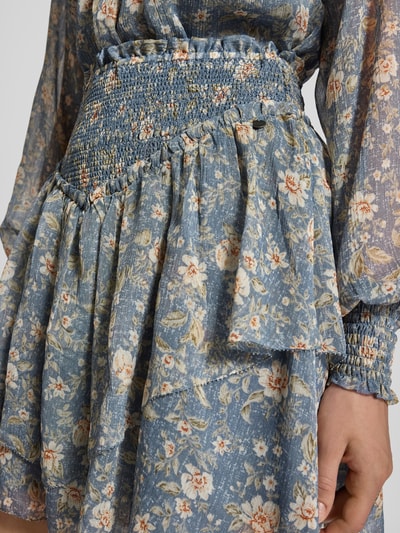 Pepe Jeans Ausgestellter Chiffon-Rock mit floralem Allover-Muster Modell 'LULA SKIRT' Rauchblau 3