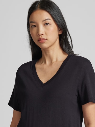 Selected Femme T-shirt met V-hals, model 'ESSENTIAL' Zwart - 3