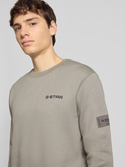 G-Star Raw Sweatshirt mit Label-Print Hellgrau 3
