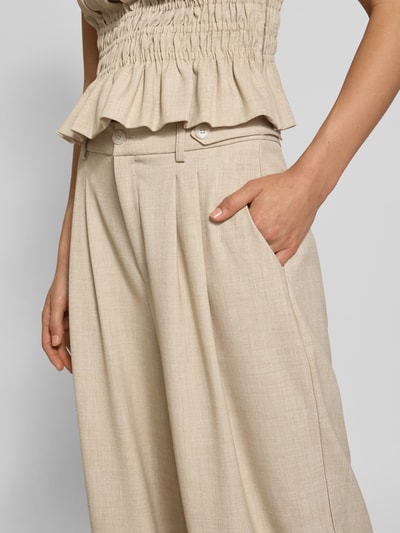 Gestuz Wide Leg Stoffhose mit Bundfalten Beige 3