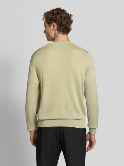 BOSS Sweter o kroju regular fit z czystej żywej wełny model 'H-Leno' Limonkowy 5