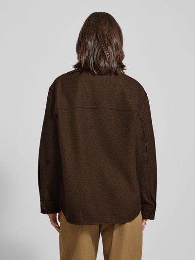 Marc O'Polo Oversized Hemdjacke aus Viskose-Schurwoll-Mix Mittelbraun 5