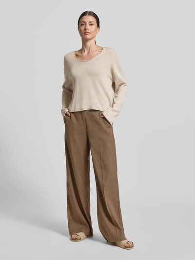 Marc O'Polo Regular Fit Strickpullover aus Baumwoll-Leinen-Mix Stein 1