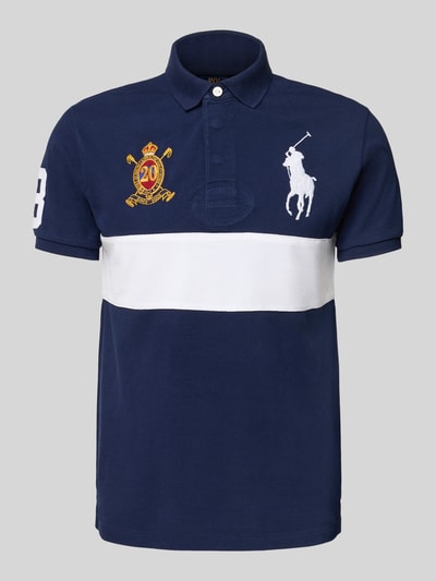 Polo Ralph Lauren Custom Slim Fit Poloshirt mit verdeckter Knopfleiste Marine 2