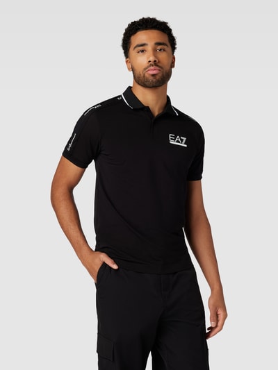 EA7 Emporio Armani Koszulka polo o kroju regular fit z nadrukiem z logo Czarny 4