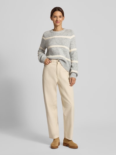 Vero Moda Regular Fit Strickpullover mit Woll-Anteil Modell 'ZADA' Hellgrau 1