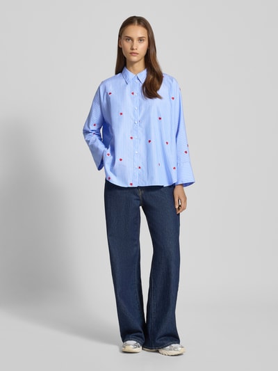 Only Regular fit overhemdblouse met motiefstitching, 'NEW LINA GRACE' Lichtblauw - 1