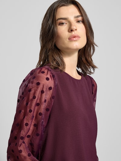 Vero Moda Bluzka o kroju regular fit z bufiastymi rękawami model ‘MALVA’ Bordowy 3