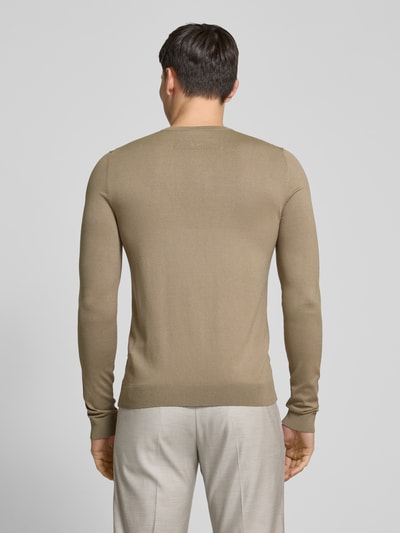 HUGO Strickpullover mit Rundhalsausschnitt Modell 'Cody' Beige 5