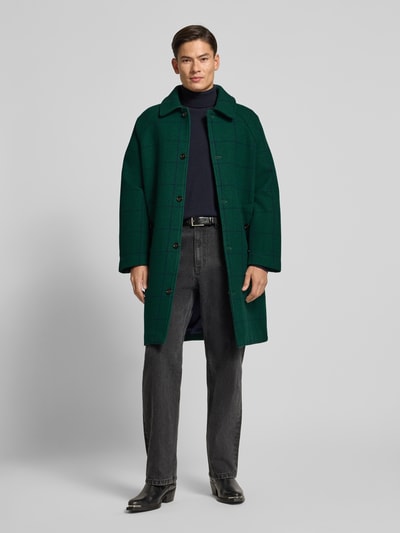 BLKVIS Lange jas met kentkraag Donkergroen - 1