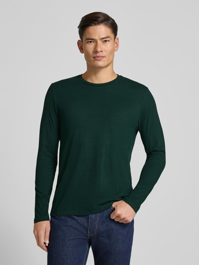 Christian Berg Men Shirt met lange mouwen en geribde ronde hals Donkergroen - 4