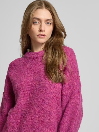 Pieces Regular Fit Strickpullover mit Wollanteil Modell 'NATHERINE' Pink 3