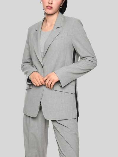 Marc Cain Regular Fit Longblazer mit Kontraststreifen Mittelgrau 4