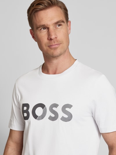 BOSS Green T-Shirt mit Label-Print Hellgrau 3