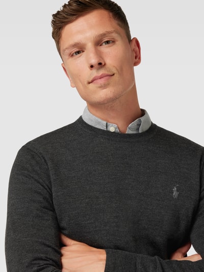 Polo Ralph Lauren Gebreide pullover met labelstitching Donkergrijs gemêleerd - 3