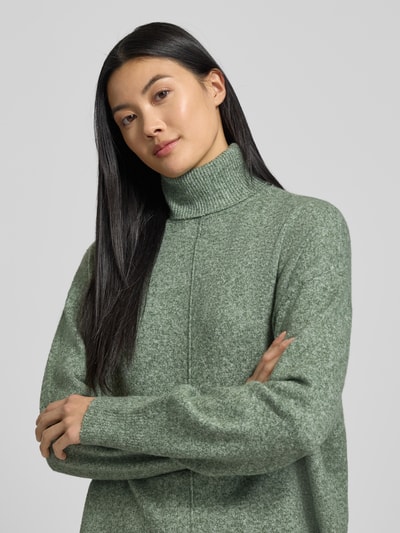 VERO MODA Regular Fit Rollkragenpullover mit Seitenschlitzen Modell 'DOFFY' Schilf Melange 3