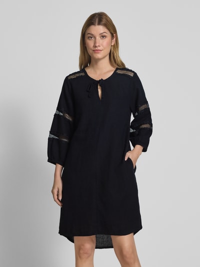 FREE/QUENT Knielange linnen jurk van een mix van linnen en viscose, model 'Laluna' Zwart - 4