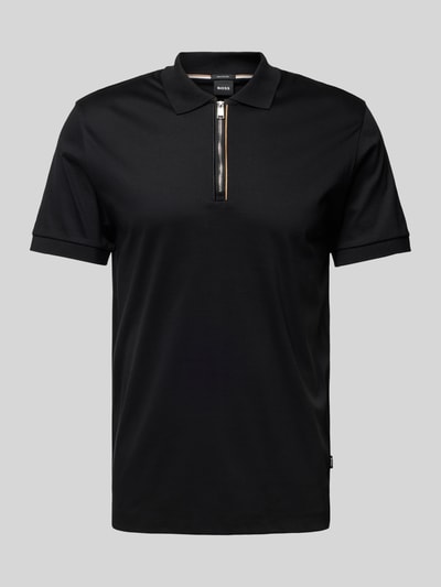 BOSS Koszulka polo o kroju slim fit z detalem z logo model ‘Polston’ Czarny 2