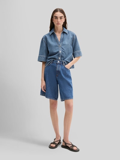 Marc O'Polo Regular Fit Kurzarmbluse aus Baumwolle-Lyocell-Mix Ocean Melange 1