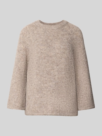 Produktfoto, gebreide pullover met Raglanmouwen van FREE/QUENT, Materiaalmix met wol, recht model, ronde hals, beige gemêleerd, grof gebreide textuur