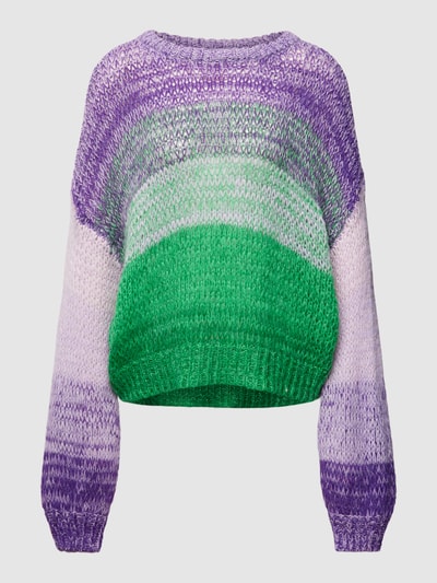 Only Sweter z dzianiny z okrągłym dekoltem model ‘ALMIRA’ Oberżynowy 2