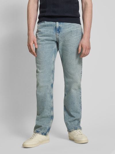 Tommy Jeans Slim fit jeans van katoenmix met logostitching, model 'RYAN' Lichtblauw - 4