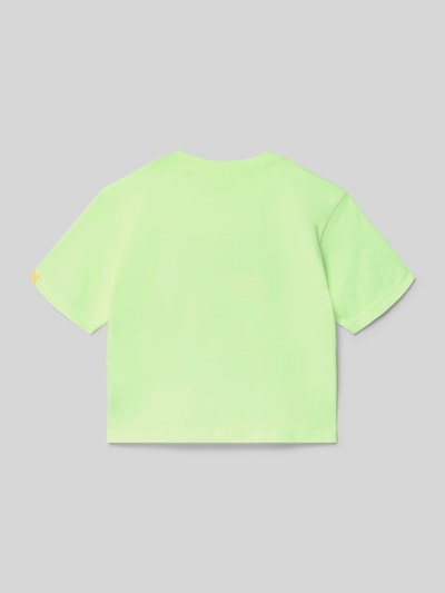Produktfoto, T-Shirt mit Motiv-Print und Rundhalsausschnitt von BILLIEBLUSH, Kinder T-Shirt aus reiner Baumwolle, Regular-Fit, Rückseite in hellem Grün, Rückenlänge bei Größe 116: 45 cm, glatte Textur.