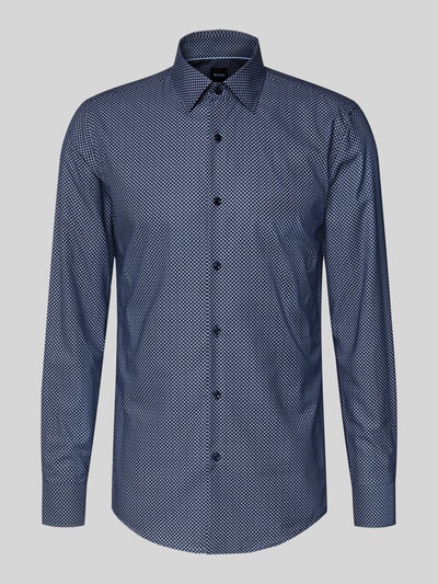 Produktfoto, Slim Fit zakelijk overhemd van BOSS Model 'HANK' met all-over motief, Kentkraag, lange mouw, mix van katoen en lyocell