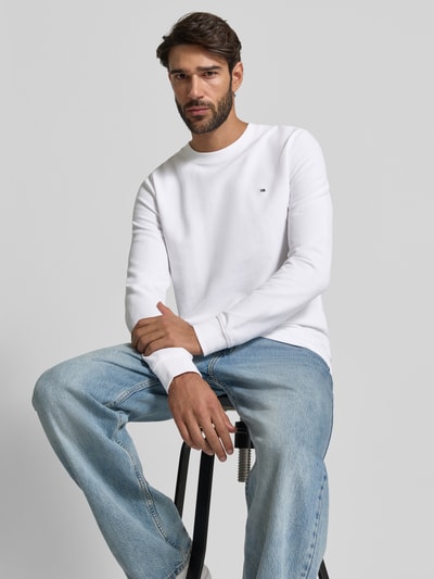 Christian Berg Men Shirt met lange mouwen, structuurmotief en ronde hals Wit - 3