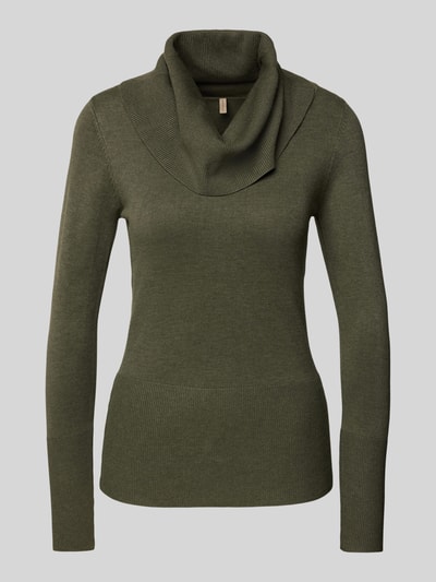 Soyaconcept Sweter z dzianiny z prążkowanymi wykończeniami model ‘Dollie’ Khaki 2