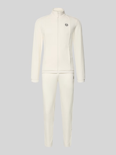 Produktfoto, Slim Fit Tracksuit mit Logo-Stitching Modell 'Egeo' van SERGIO TACCHINI in crème, katoenmix, opstaande kraag, ritssluiting, elastische boorden