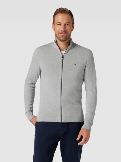 Tommy Hilfiger Gebreid jack met logostitching Zilver gemêleerd - 4