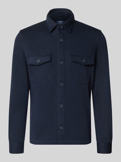 Produktfoto, Overshirt mit Knopfleiste von MCNEAL in dunklem Blau, Material-Mix, gerade Form, sichtbare Brusttaschen und Knopfdetails