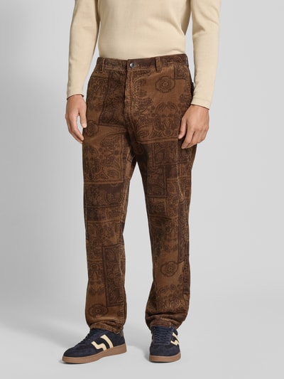 Les Deux Straight leg corduroy broek met structuurmotief, model 'Kody' Donkerbruin - 4