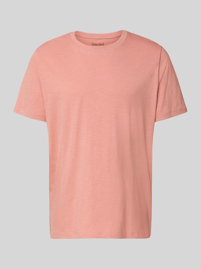 Produktfoto, Regular Fit T-Shirt aus reiner Baumwolle Modell 'HASPEN' von SELECTED HOMME in Melange-Optik, kurzarm, Rundhals, Farbe rosé