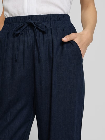 Apricot Broek van een mix van viscose en linnen met elastische band Marineblauw - 3