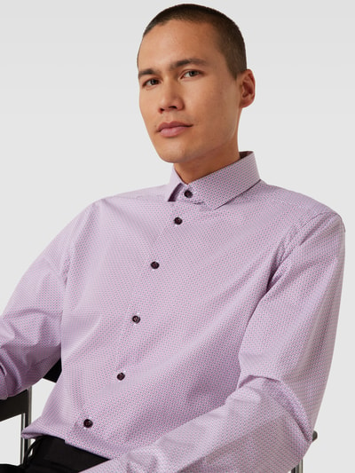 OLYMP Regular Fit Business-Hemd mit Allover-Muster Modell 'Modern Kent' Aubergine 3