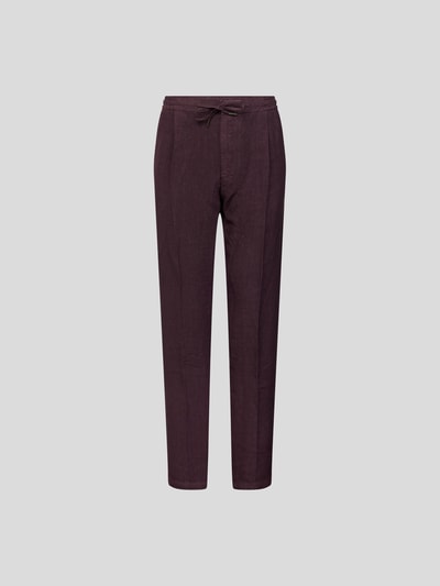 Lardini Loose Fit Leinenhose mit Bundfalten Aubergine 2