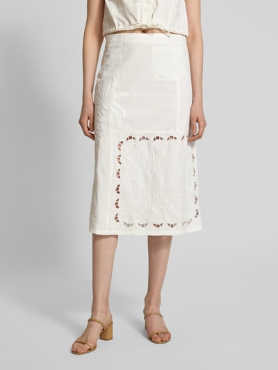 Stella Nova Midirock mit Lochstickerei Modell 'Elements' Weiss 4