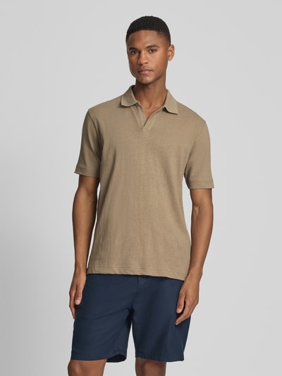 Marc O'Polo Regular Fit Poloshirt aus Baumwoll-Leinen-Mix Beige 4