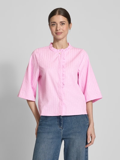 ICHI Regular fit blouse met ruches, model 'RUBY' Felroze - 4