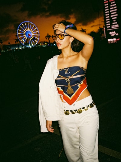 Review Trucker jacket met strookzakken Offwhite - 6