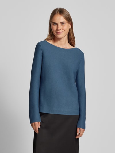 Marc O'Polo Strickpullover mit geripptem U-Boot-Ausschnitt Rauchblau 4